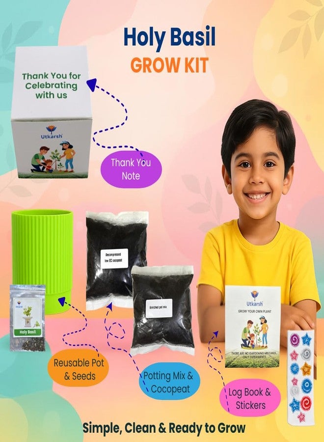 Utkarsh Tulsi Seed Starter DIY Grow Kit for Gifting | Best Eco-Friendly Return Gift Ideas for Kids & Beginners | Easy to Grow it Yourself Gardening Set for Home & Kitchen Garden | Pack of 1 - Image 2